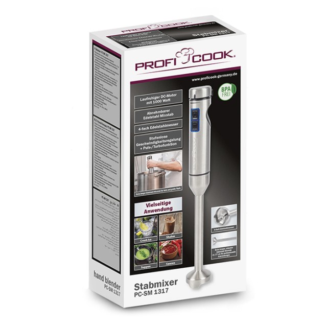 PROFI COOK PC-SM 1317 Ραβδομπλέντερ από ανοξείδωτο ατσάλι, 1000W.