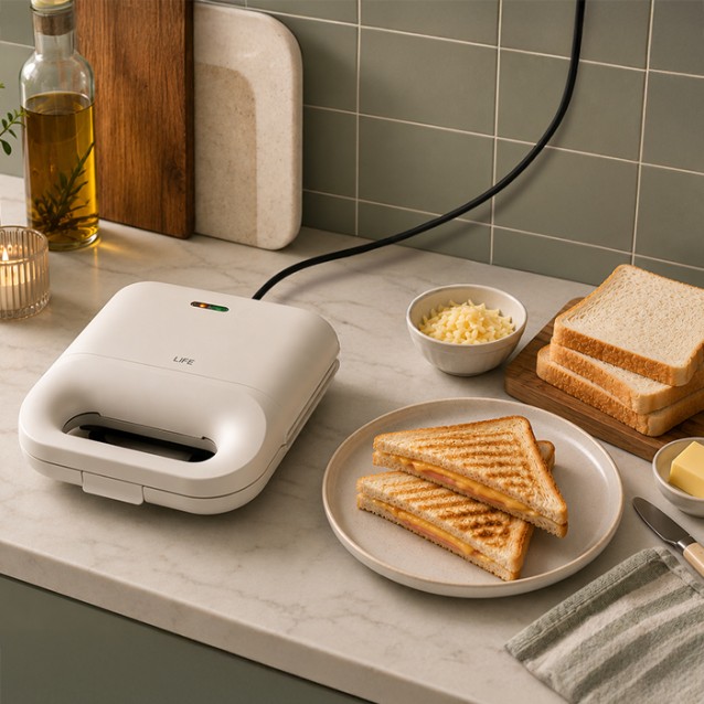 LiFE BODEGA Warm Grey Series Τοστιέρα με αποσπώμενες grill πλάκες κεραμικής επίστρωσης, 750W