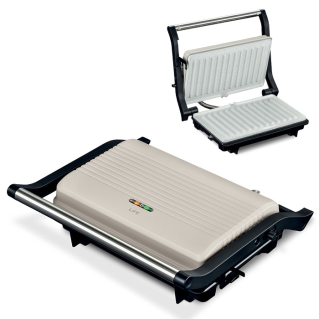 LiFE HERO Warm Grey Series Τοστιέρα με grill πλάκες κεραμικής επίστρωσης, 1000W LiFE HERO Warm Grey Series Τοστιέρα με grill πλάκες κεραμικής επίστρωσης, 1000W
