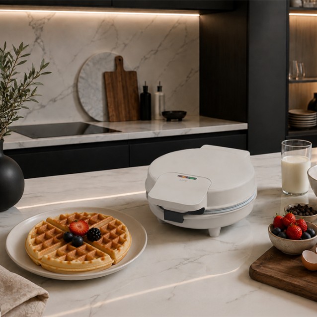LiFE VAFLAKIA Warm Grey Series Βαφλιέρα με πλάκες κεραμικής επίστρωσης, 1000W
