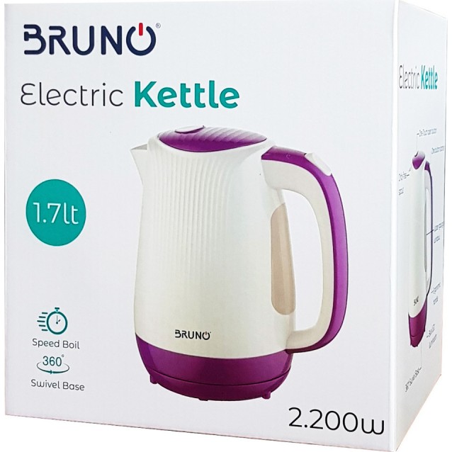 BRUNO Ηλεκτρικός βραστήρας BRN-0001, 2200w, 1.7lt, βάση 360°, LED