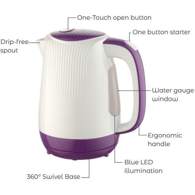 BRUNO Ηλεκτρικός βραστήρας BRN-0001, 2200w, 1.7lt, βάση 360°, LED