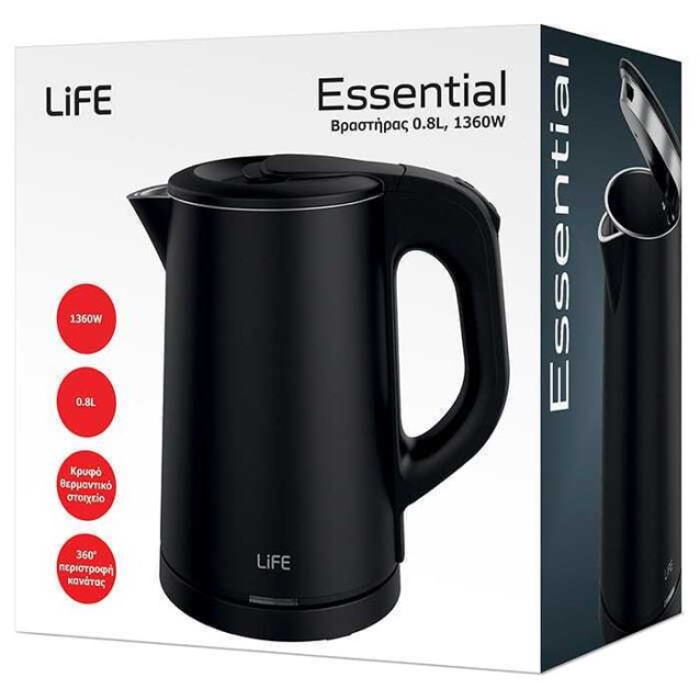 LIFE ESSENTIAL Bραστήρας 0.8L, 1360W, Μαύρος
