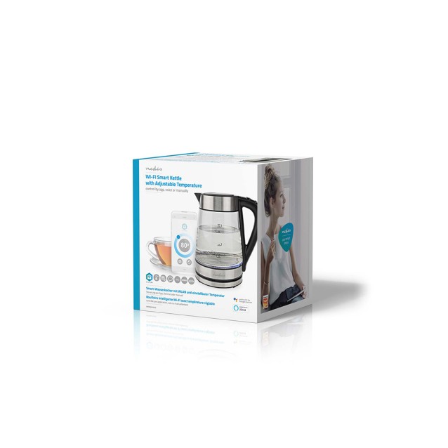 Smart WiFi γυάλινος βραστήρας 1.7lt με ρύθμιση θερμοκρασίας και έλεγχο μέσω εφαρμογής, 2200W.