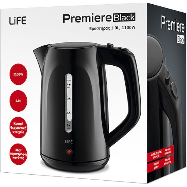LiFE PREMIERE BLACK Βραστήρας 1.0L, 1100W
