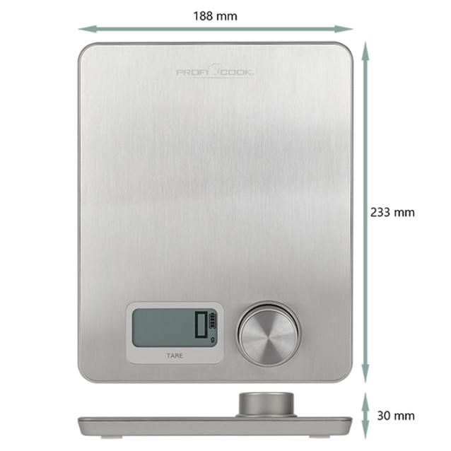 PROFI COOK PC-KW 1263 Battery-free ψηφιακή ζυγαριά κουζίνας από ανοξείδωτο αστάλι