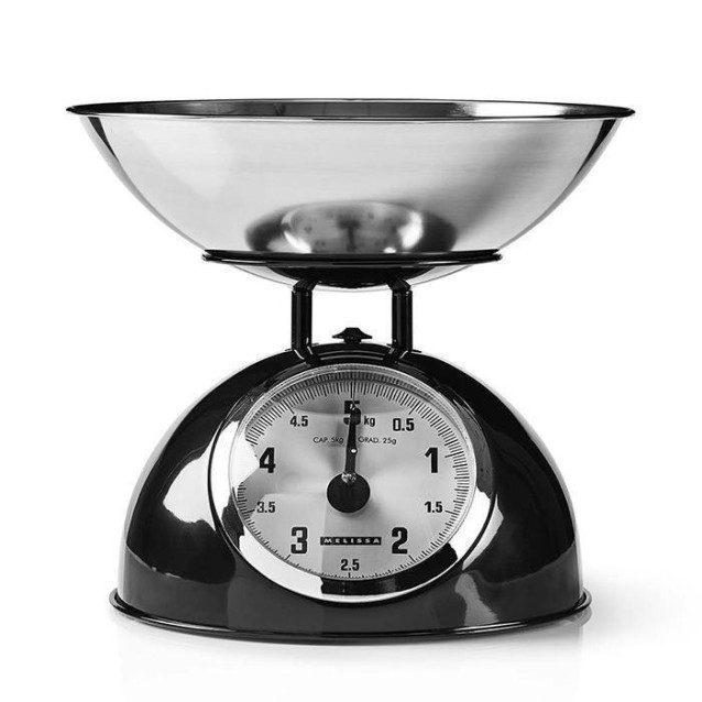MELISSA 16310238 Αναλογική ζυγαριά κουζίνας, τύπου ρετρό, σε μαύρο μεταλλικό χρώμα.