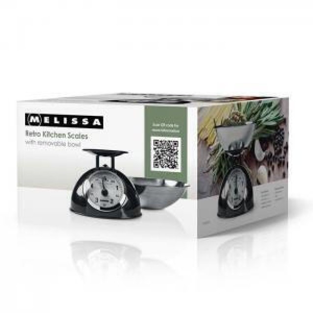 MELISSA 16310238 Αναλογική ζυγαριά κουζίνας, τύπου ρετρό, σε μαύρο μεταλλικό χρώμα.