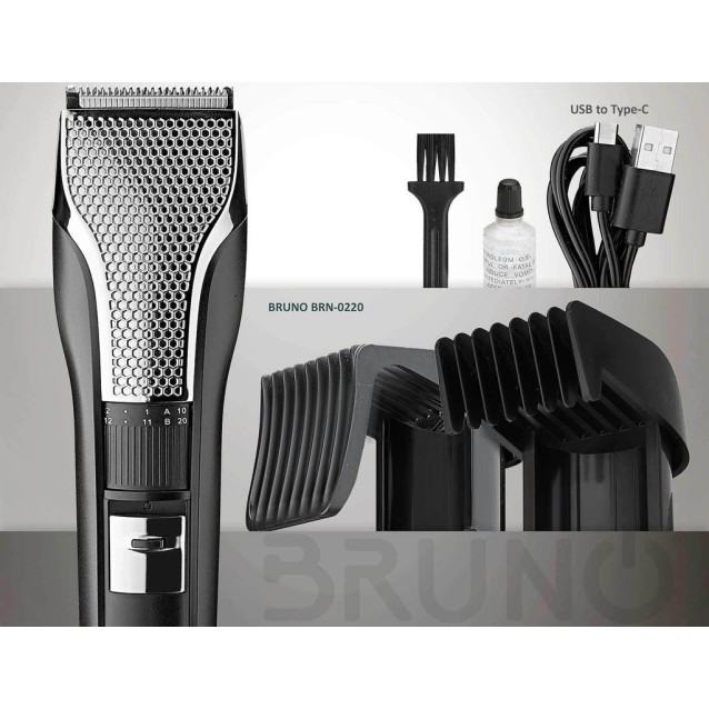 BRUNO BRN-0220 Κουρευτική μηχανή επαναφορτιζόμενη, μαύρη