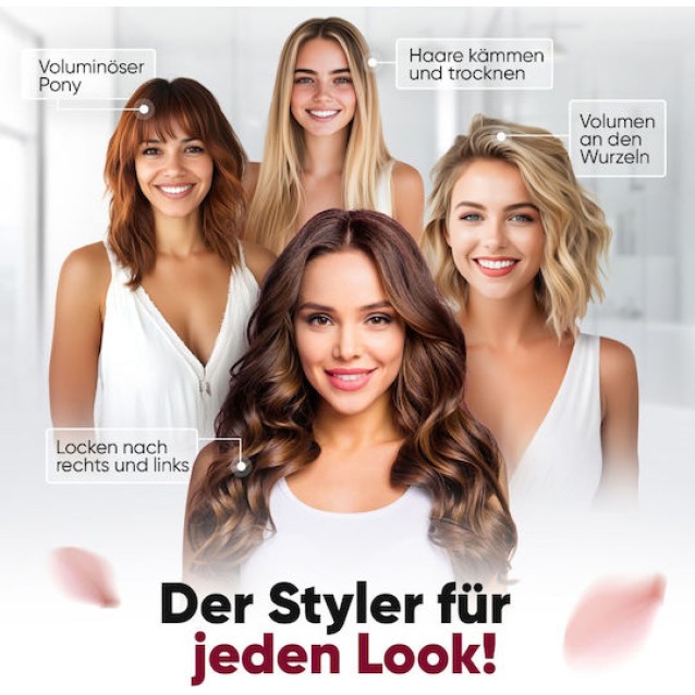 PROFI-CARE PC-HAS 3132 GREY-PINK Συσκευή φορμαρίσματος μαλλιών με θερμό αέρα, σε γκρι/ροζ χρώμα.