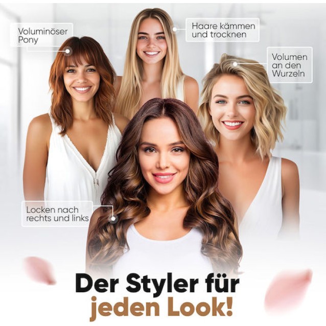 PROFI-CARE PC-HAS 3132 WHITE-ROSE Συσκευή φορμαρίσματος μαλλιών με θερμό αέρα, σε άσπρο/χρυσό χρώμα.