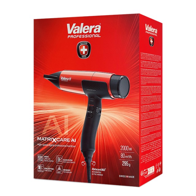 VALERA MATRIXCARE Επαγγελματικό σεσουάρ μαλλιών με υψηλής ταχύτητας brushless 100K-PAX μοτέρ 2000W και SuperFlex καλώδιο 3 μέτρων