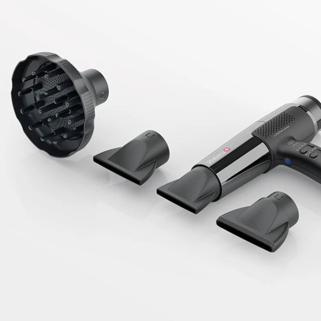 VALERA MATRIXCARE AI Επαγγελματικό σεσουάρ μαλλιών με υψηλής ταχύτητας brushless 100K-PAX μοτέρ 2000W και SuperFlex καλώδιο 3 μέτρων, με σύστημα Rotocord για περιστροφή 360°, σε μαύρο χρώμα.