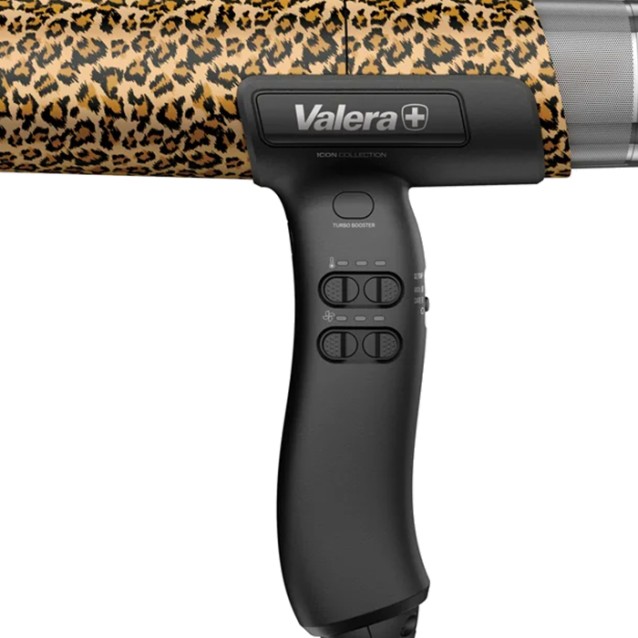 VALERA ICON GLAM LEOPARD Επαγγελματικό σεσουάρ μαλλιών με υψηλής ταχύτητας brushless EXENTIAL-100K μοτέρ 2000W και SuperFlex καλώδιο 3 μέτρων, με σύστημα Rotocord για περιστροφή 360°