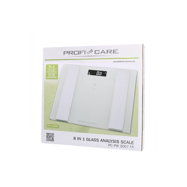 Γυάλινη ηλεκτρονική ζυγαριά μπάνιου με λιπομέτρηση, 8 σε 1.