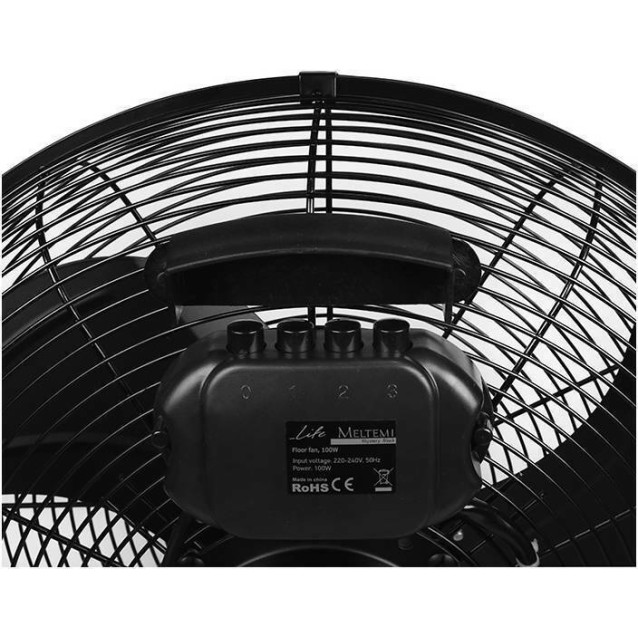 LIFE MELTEMI Επιδαπέδιος ανεμιστήρας σε μαύρο χρώμα 100W