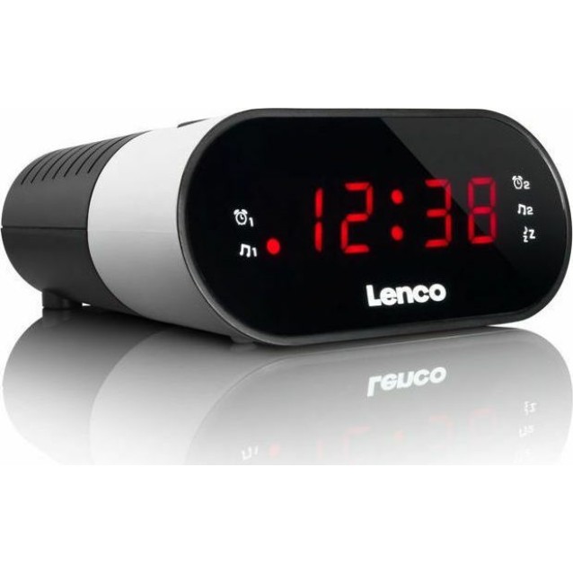 LENCO CR-07 WHITE Επιτραπέζιο ψηφιακό ρολόι-ξυπνητήρι με ραδιόφωνο, οθόνη LED και λειτουργία snooze.