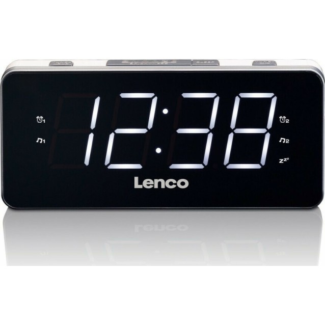 LENCO CR-18 WHITE PLL Επιτραπέζιο ψηφιακό ρολόι - ξυπνητήρι με ραδιόφωνο, οθόνη LED 1.8'' και λειτουργία snooze.