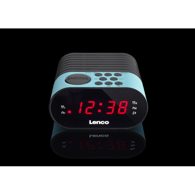 LENCO CR-07 BLUE Επιτραπέζιο ψηφιακό ρολόι-ξυπνητήρι με ραδιόφωνο, οθόνη LED και λειτουργία snooze.