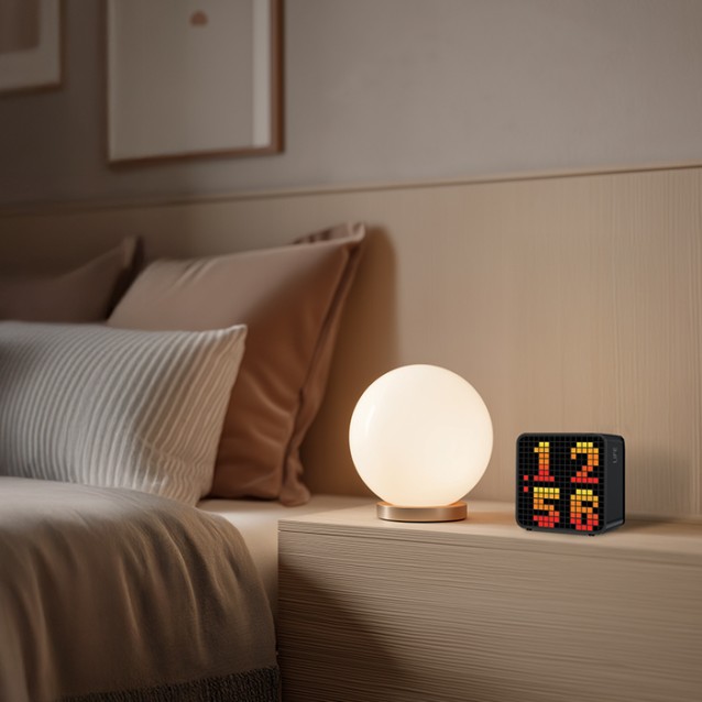LiFE PIXEL Επιτραπέζιο ψηφιακό ρολόι/ξυπνητήρι με έγχρωμη οθόνη RGB LED pixel art
