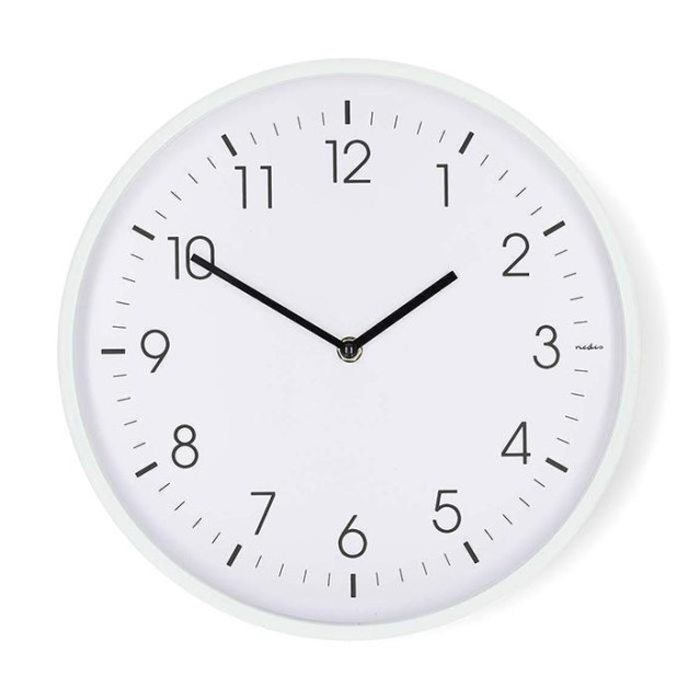 NEDIS CLWA1226WT Ρολόι τοίχου, αθόρυβο, σε λευκό χρώμα.