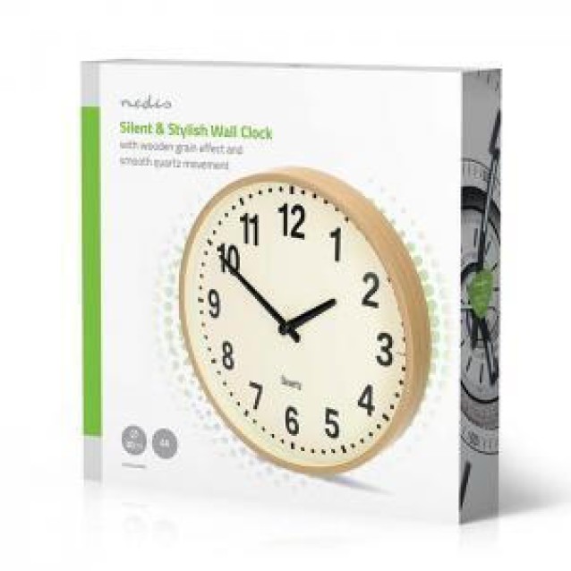 NEDIS CLWA2226WD Ρολόι τοίχου, αθόρυβο, σε μπεζ χρώμα.