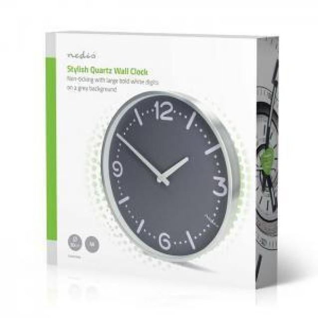 NEDIS CLWA3226SS Ρολόι τοίχου, αθόρυβο, σε γκρι χρώμα.