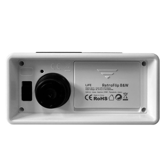 LIFE RETROFLIP B&W Ψηφιακό ρολόι / ξυπνητήρι με οθόνη LCD και retro flip design.
