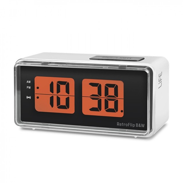 LIFE RETROFLIP B&W Ψηφιακό ρολόι / ξυπνητήρι με οθόνη LCD και retro flip design.