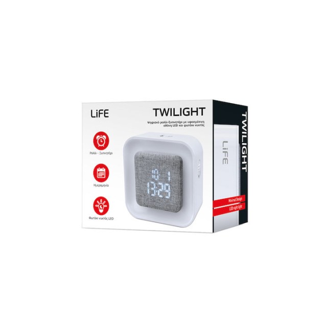 LIFE TWILIGHT Ψηφιακό ρολόι-ξυπνητήρι με υφασμάτινη οθόνη LED και φωτάκι νυκτός