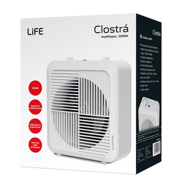 Αερόθερμο Δαπέδου Life Clostra (221-0367) με ισχύ 2000W και 2 επίπεδα θέρμανσης 221-0367