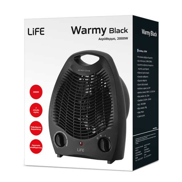 LiFE WARMY BLACK Αερόθερμο, 2000W
