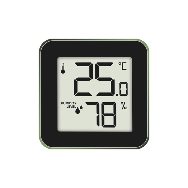LIFE ALU MINI Ψηφιακό θερμόμετρο και υγρόμετρο εσωτερικού χώρου, με πλαίσιο αλουμινίου σε cedar green χρώμα
