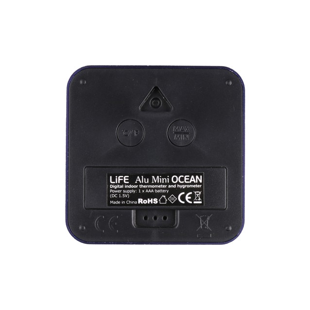 LIFE ALU MINI Ψηφιακό θερμόμετρο και υγρόμετρο εσωτερικού χώρου, με πλαίσιο αλουμινίου σε ultra violet χρώμα