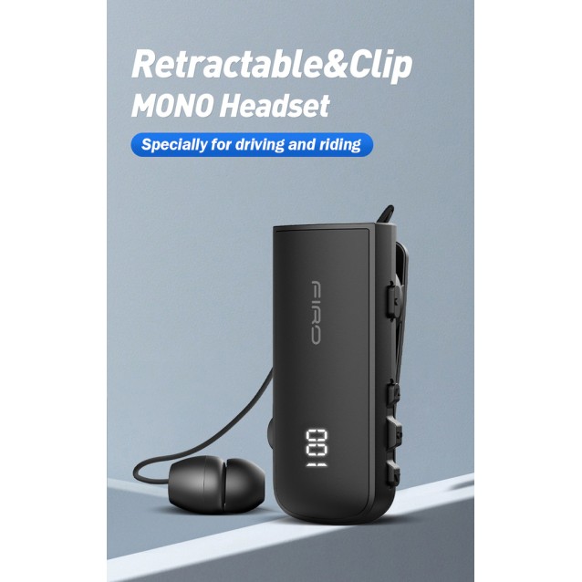 FIRO H16J BUSINESS BLUETOOTH RETRACTABLE EARPHONE ΜΕ ΟΘΟΝΗ, ΜΑΥΡΟ