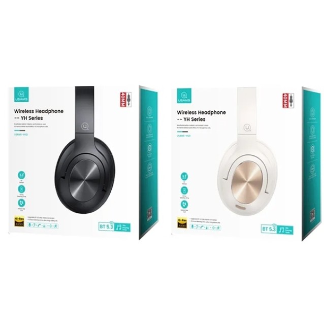 USAMS headphones YH21, ασύρματα & ενσύρματα, Φ40mm, 500mAh, μαύρα