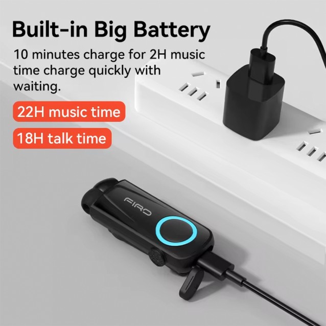 FIRO H17 BUSINESS BLUETOOTH RETRACTABLE EARPHONE ΜΕ ΟΘΟΝΗ, ΜΑΥΡΟ