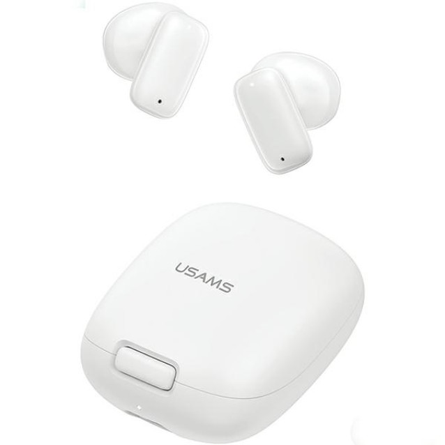 USAMS earphones με θήκη φόρτισης ID25, TWS, Φ13mm, 30/230mAh, λευκά