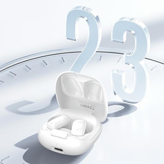 USAMS earphones με θήκη φόρτισης ID25, TWS, Φ13mm, 30/230mAh, λευκά