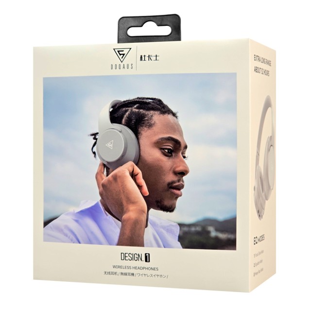 DOQAUS headphones DESIGN 1, ασύρματα & ενσύρματα, Φ40mm, 600mAh, γκρι
