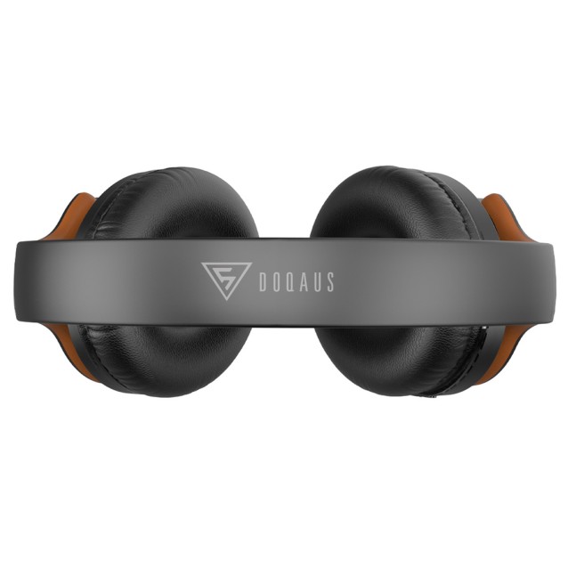 DOQAUS headphones DESIGN 1, ασύρματα & ενσύρματα, Φ40mm, 600mAh, μαύρα/καφέ