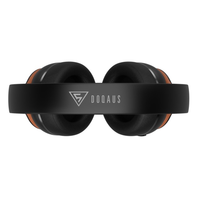 DOQAUS headphones DESIGN 3, ασύρματα & ενσύρματα, Φ40mm, 600mAh, μαύρα/καφέ