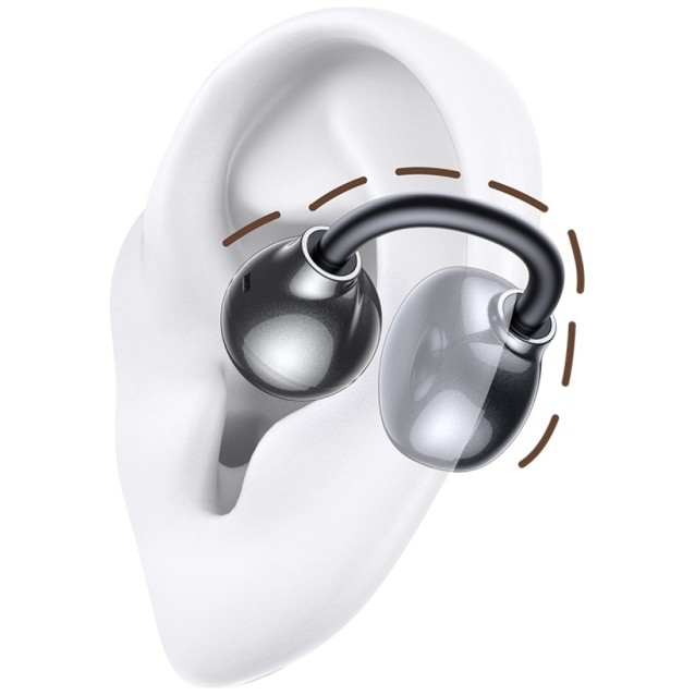 USAMS earphones με θήκη φόρτισης Echo R02, OWS, Φ11mm, 50/300mAh, μαύρα