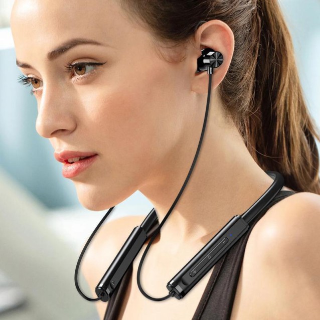 KAKUSIGA earphones KSC-1878 με μαγνήτη, Bluetooth, 10mm, 200mAh, μαύρα