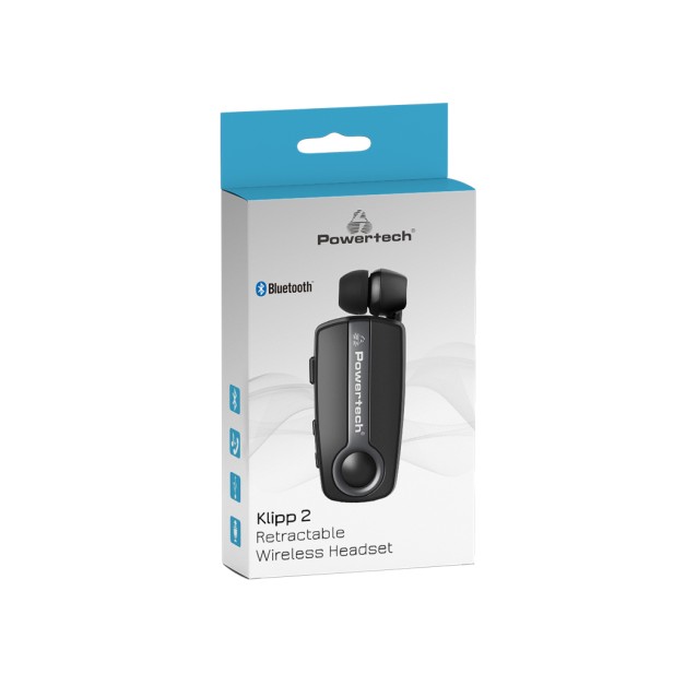 POWERTECH Bluetooth earphone Klipp 2 PT-998, multipoint, BT V5.1, γκρι
