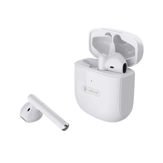 CELEBRAT earphones με θήκη φόρτισης W16, True Wireless, λευκά