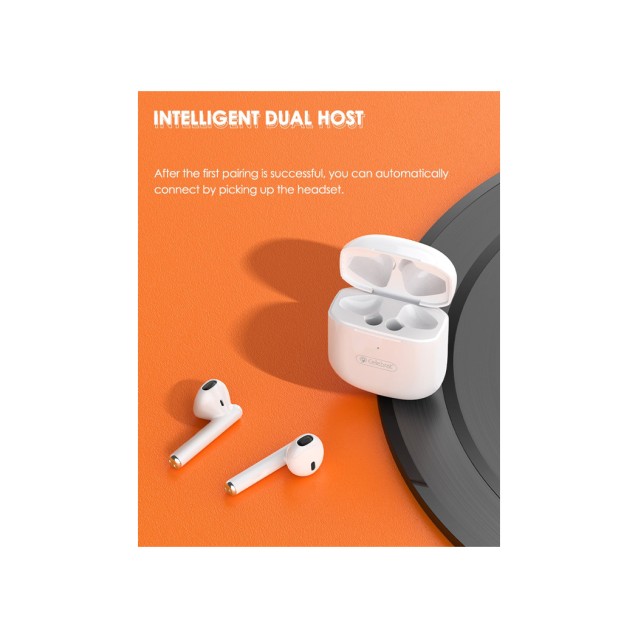 CELEBRAT earphones με θήκη φόρτισης W16, True Wireless, λευκά