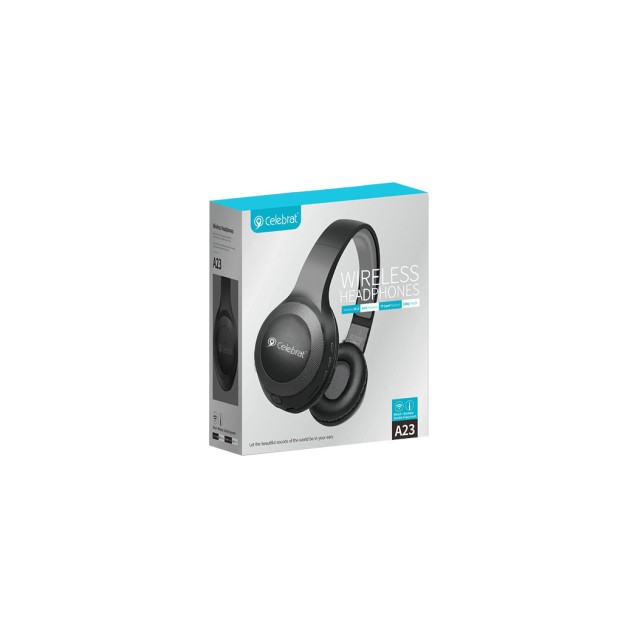 CELEBRAT headphones με μικρόφωνο A23-ΒΚ, bluetooth, 40mm, μαύρο
