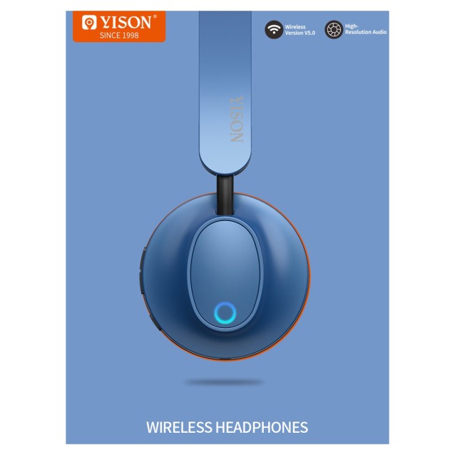 YISON headphones Hanker H3, wireless & wired, BT 5.0, 40mm, μπλε