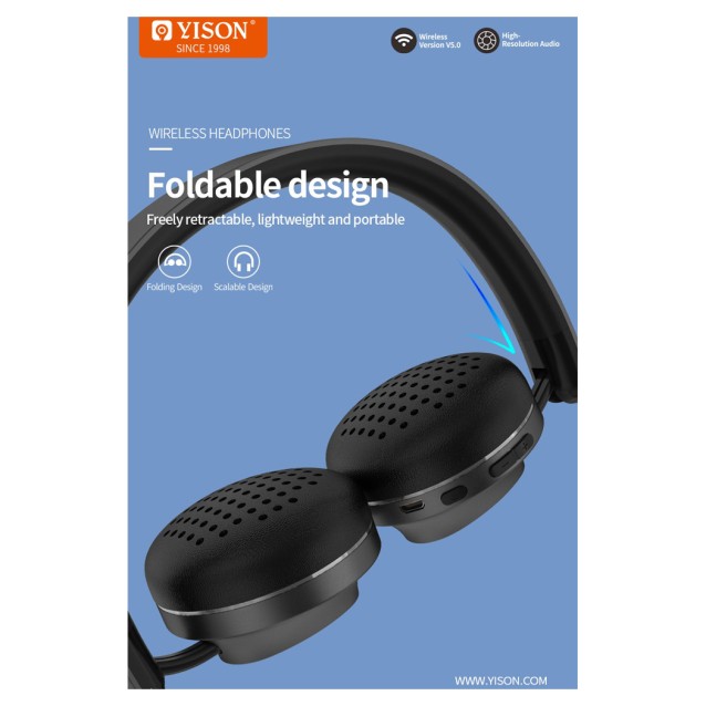YISON headphones Hanker H3, wireless & wired, BT 5.0, 40mm, μπλε